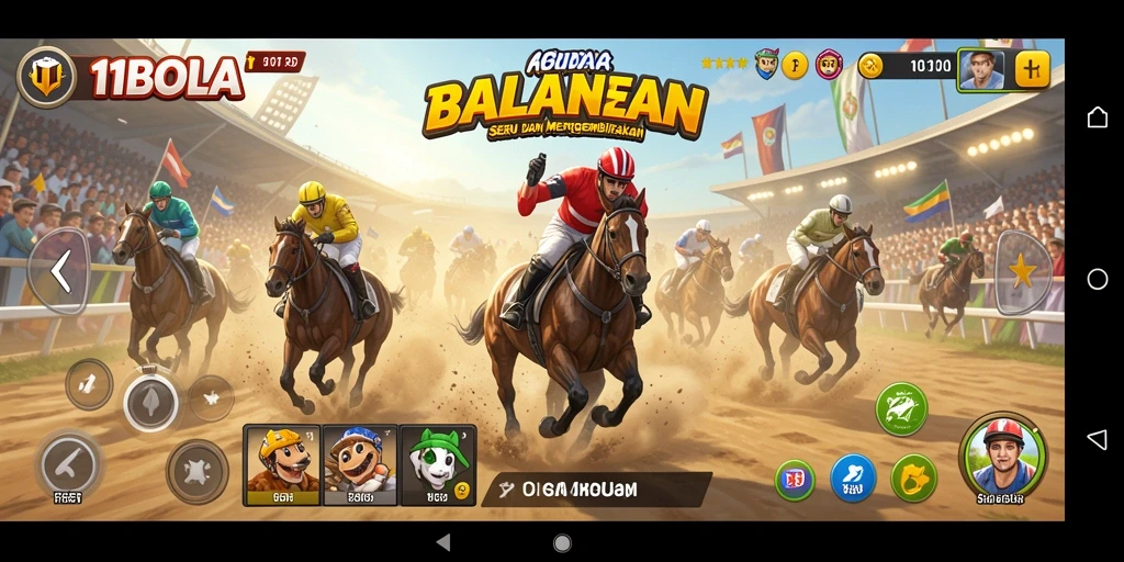 Screenshot gameplay balapan di 11BOLA yang seru dan menegangkan.