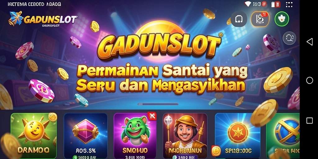Screenshot GADUNSLOT menampilkan gameplay yang mengasyikkan dan berwarna-warni.