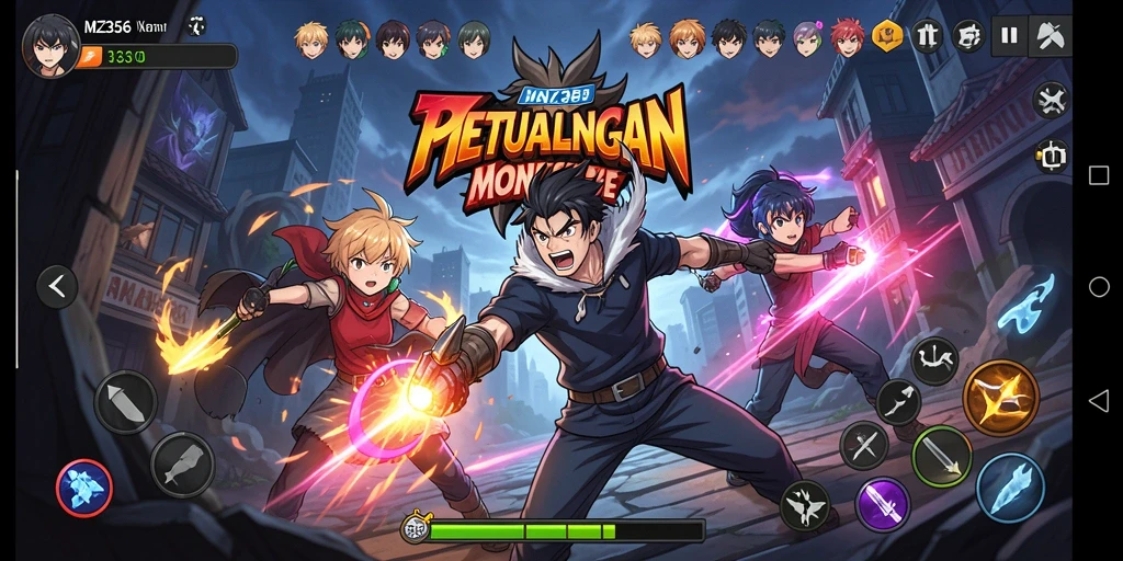 Screenshot gameplay MZ356 menunjukkan aksi seru dan karakter anime yang menarik.