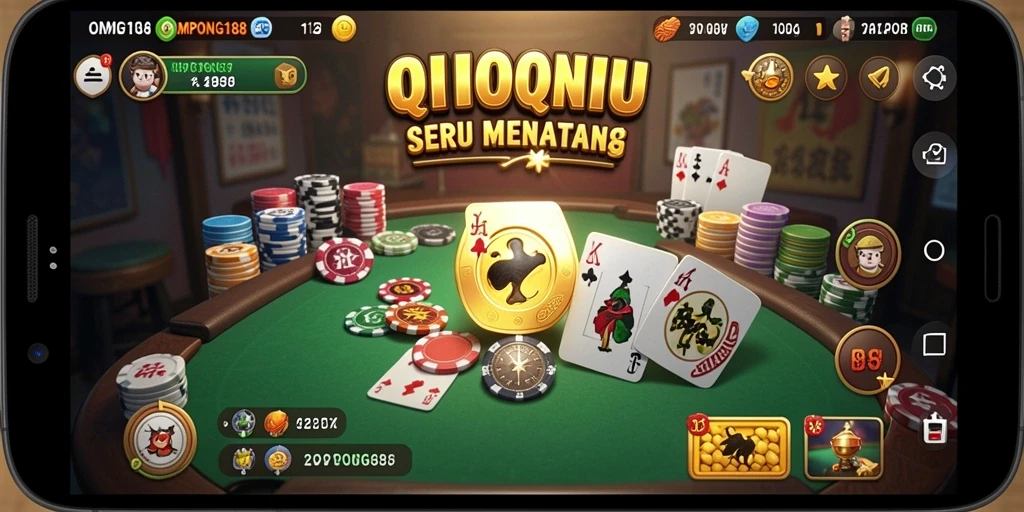 Screenshot gameplay OMPONG188 yang menampilkan aksi seru permainan QiuQiu.
