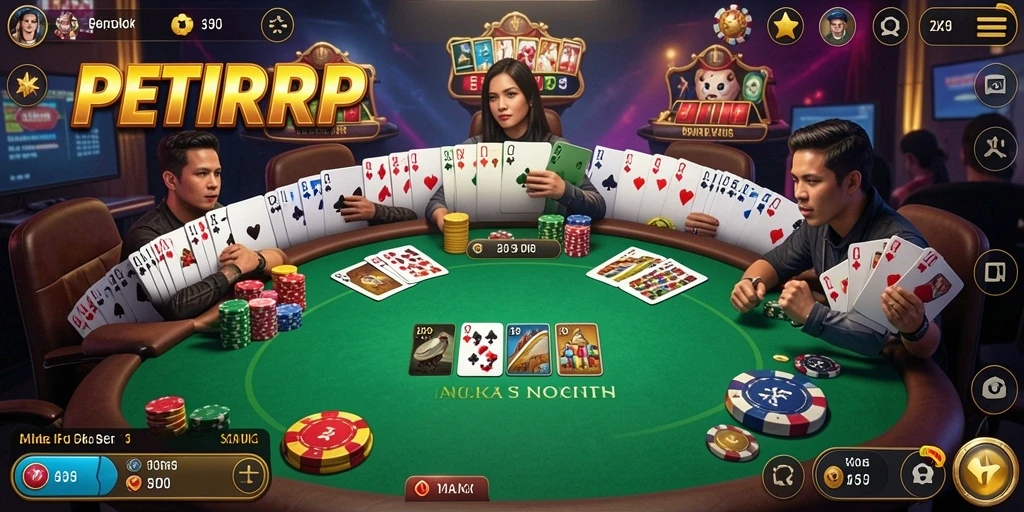 Tampilan gameplay seru PETIRRP dalam permainan Poker.