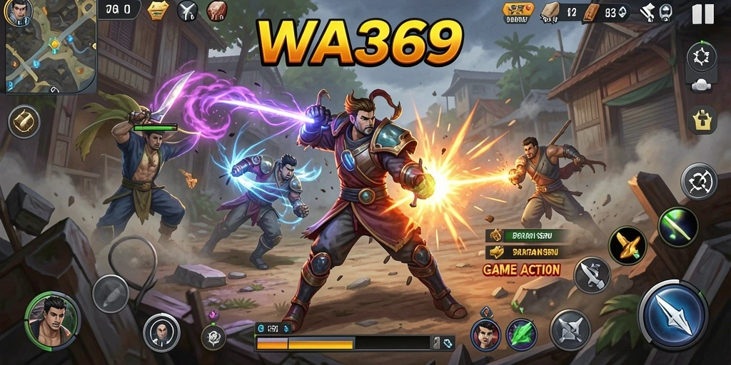 Tangkapan layar gameplay WA369 yang menunjukkan aksi mendebarkan penuh strategi.